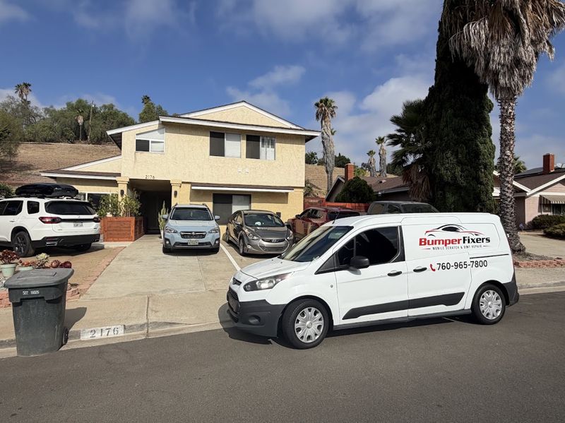 Bumper Fixers van parked at a customer's home in San Diego